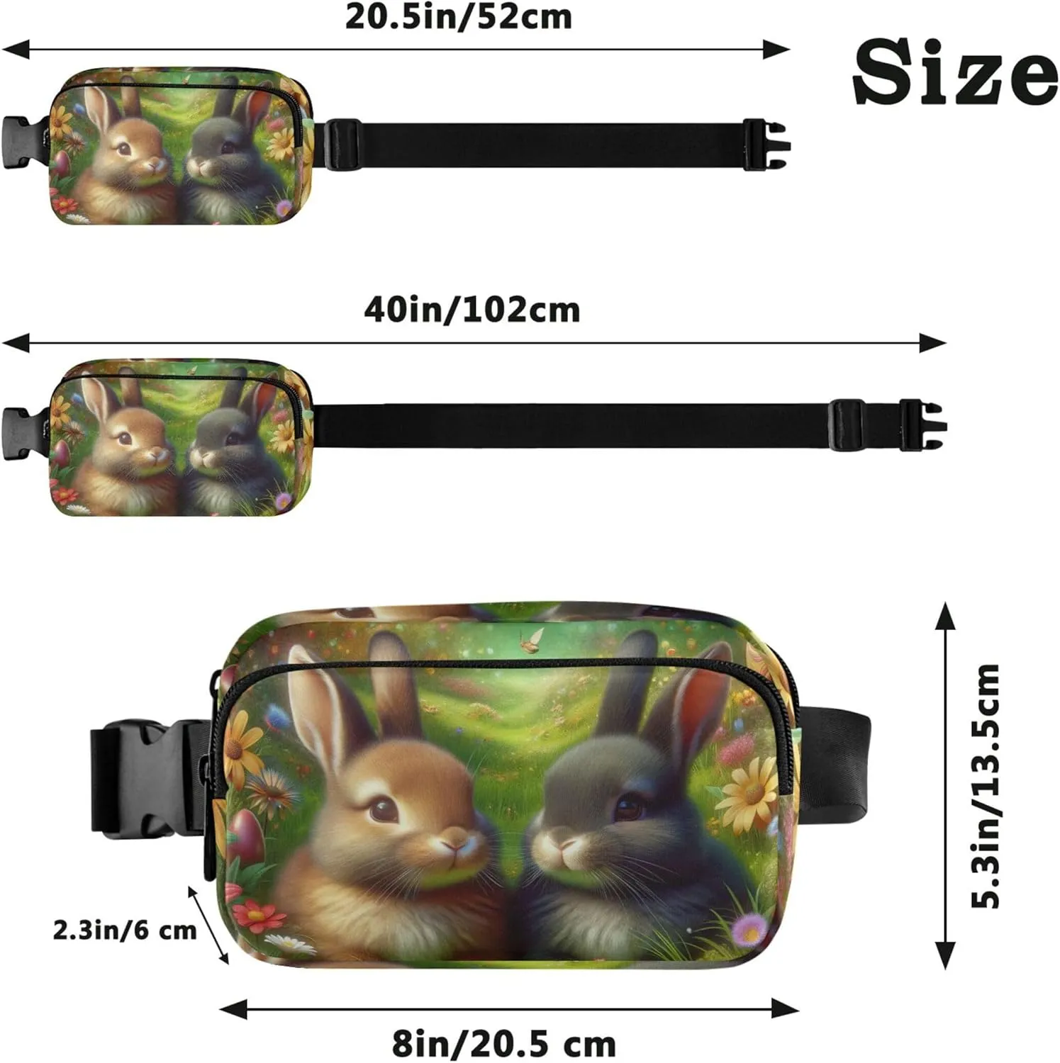 Cute Rabbits Colorful Easter Garden Women Fanny Packs Waterproof Anti Theft Belt Bag Trendy Waist Purse for Women
