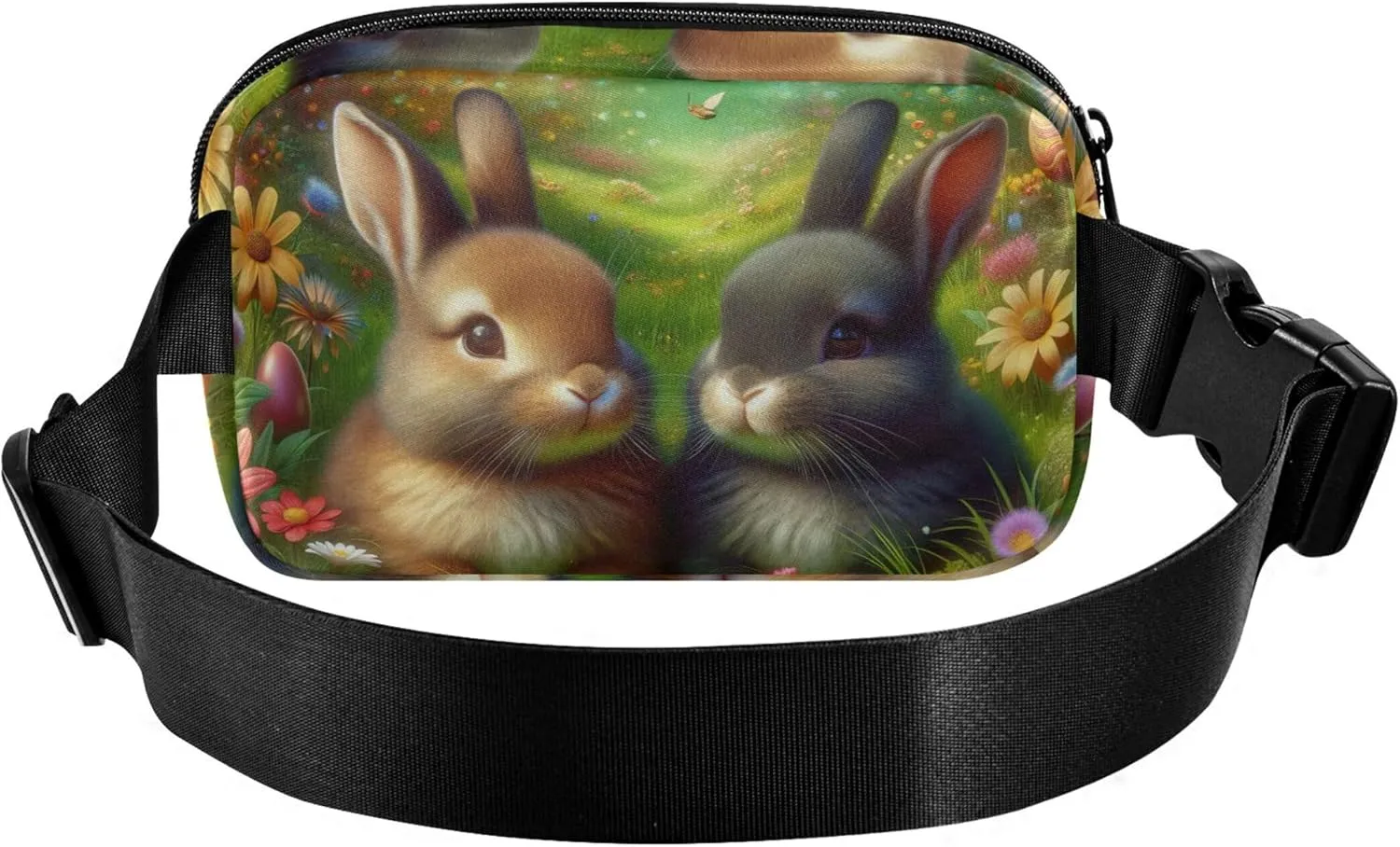 Cute Rabbits Colorful Easter Garden Women Fanny Packs Waterproof Anti Theft Belt Bag Trendy Waist Purse for Women