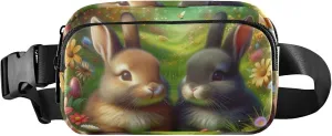 Cute Rabbits Colorful Easter Garden Women Fanny Packs Waterproof Anti Theft Belt Bag Trendy Waist Purse for Women