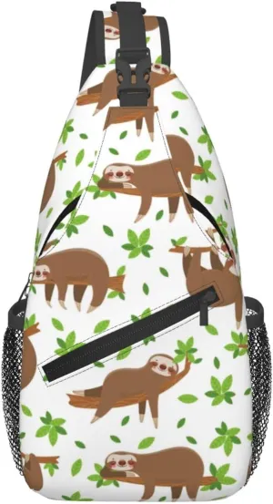 Cute Sloth Sling Backpack Chest Bag Crossbody Shoulder Bag Gym Cycling Travel Hiking Daypack For Men Women