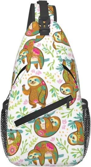 Cute Sloth Sling Backpack Chest Bag Crossbody Shoulder Bag Gym Cycling Travel Hiking Daypack For Men Women