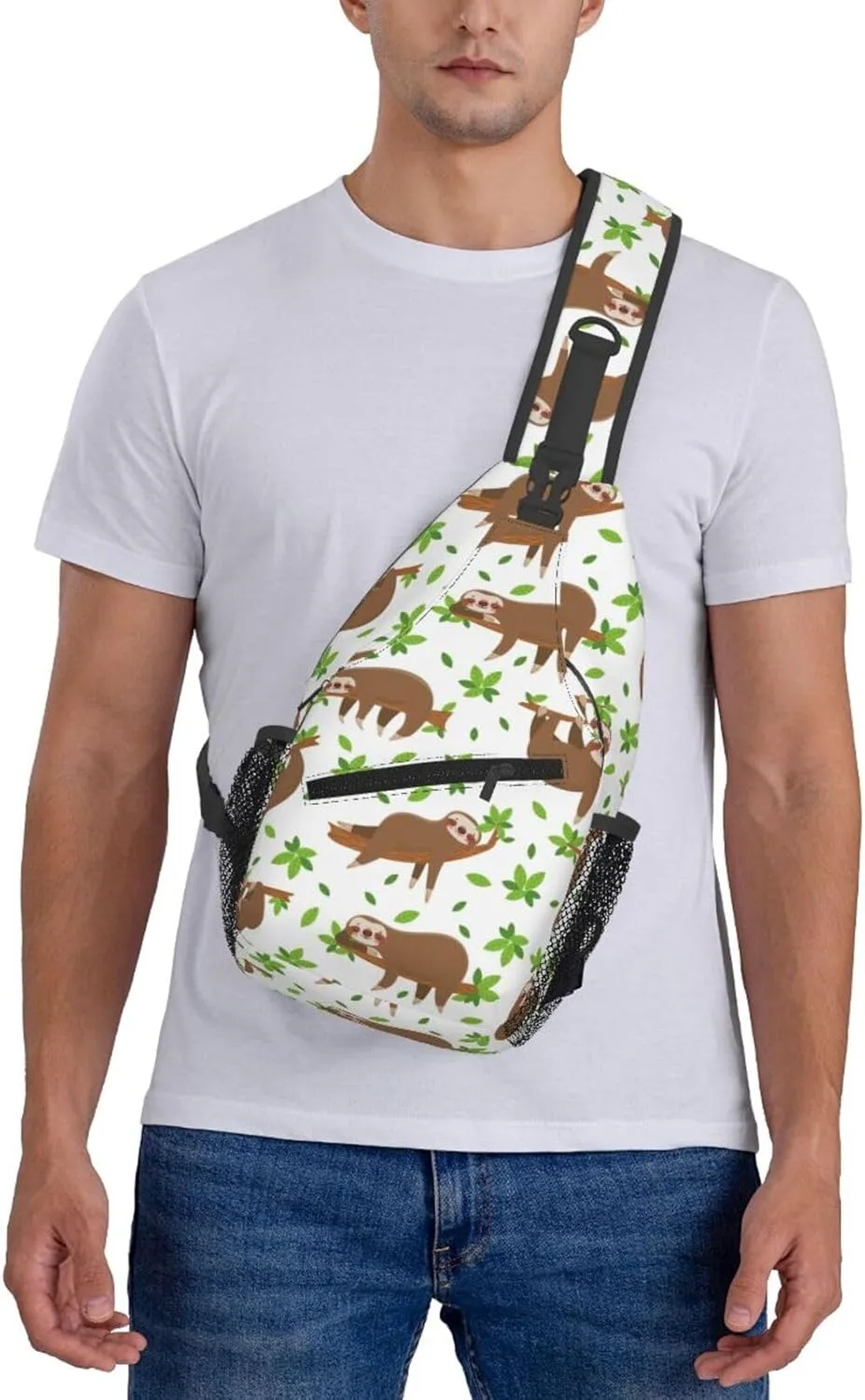Cute Sloth Sling Backpack Chest Bag Crossbody Shoulder Bag Gym Cycling Travel Hiking Daypack For Men Women