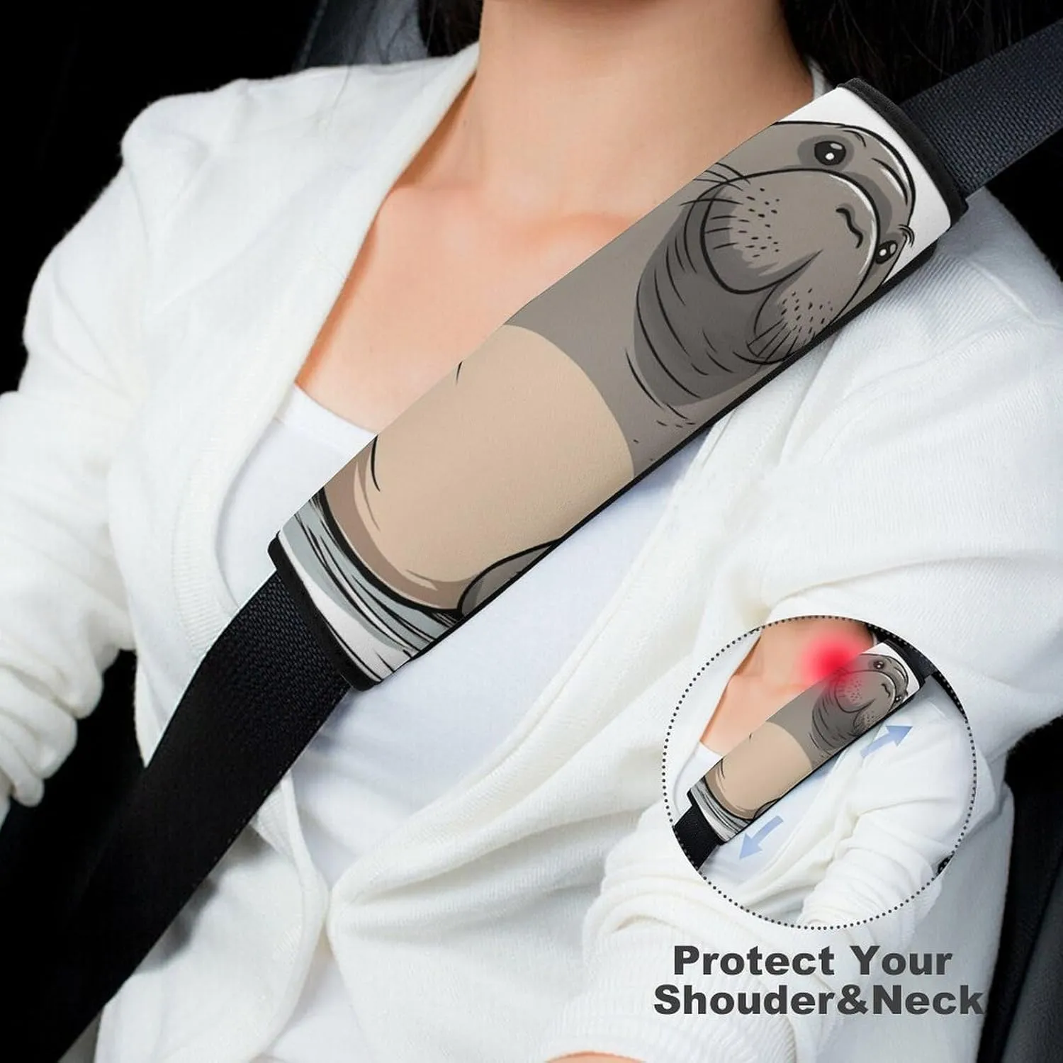 Cute Walrus Auto Seat Belt Cover 1PCS Universal Car Seat Belt Shoulder Protector Pad, Protect Your Shoulders and Neck for Car Seat Belt, Shoulder Bag, Backpack