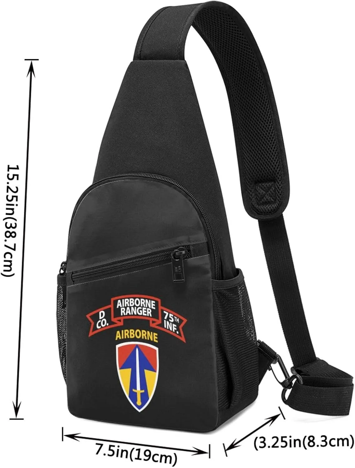 D Company Ranger, 75th Infantry Airborne, 2nd Field Force Sling Bag Crossbody Backpack Shoulder Casual Daypack Bags for Men