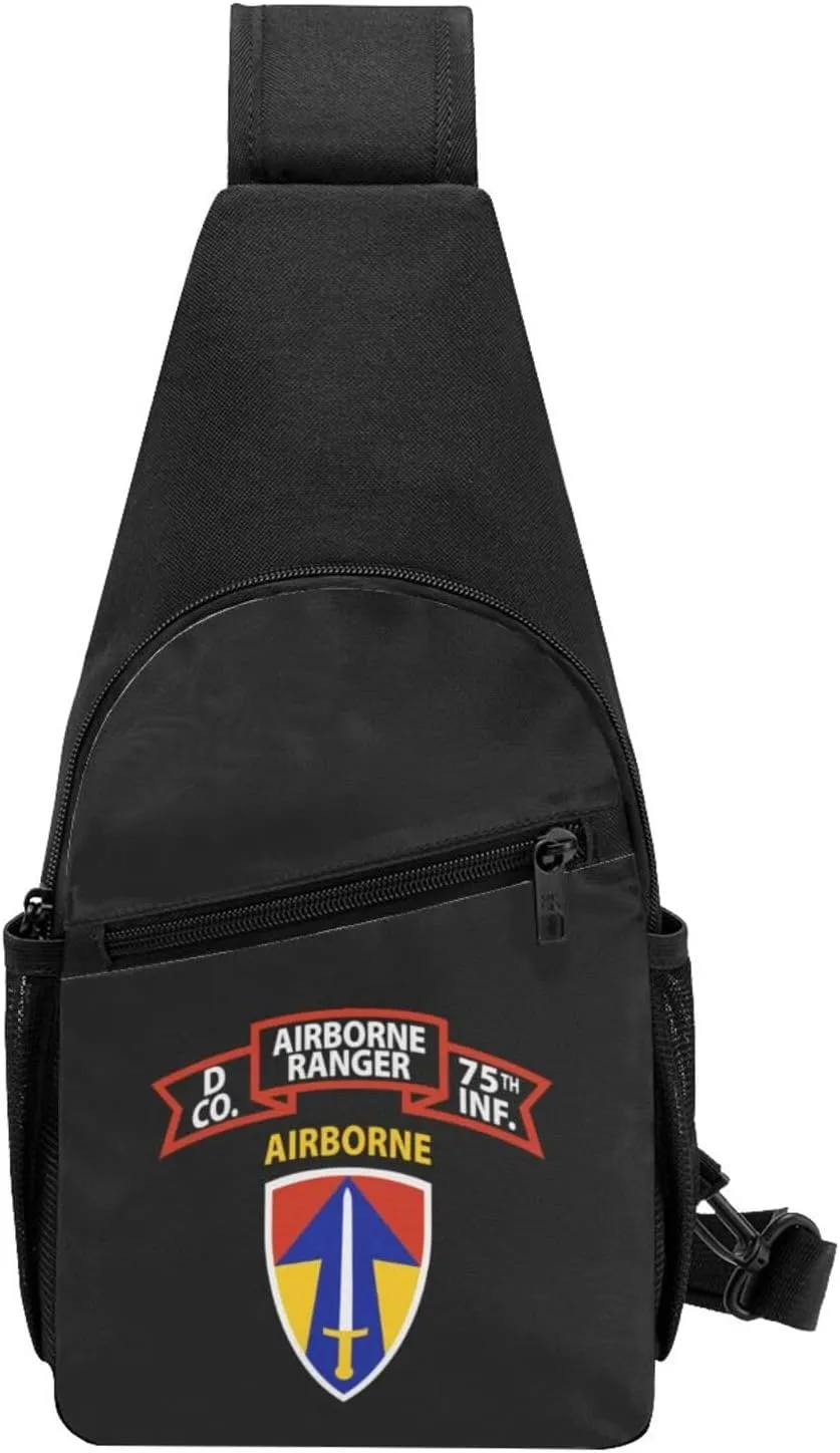 D Company Ranger, 75th Infantry Airborne, 2nd Field Force Sling Bag Crossbody Backpack Shoulder Casual Daypack Bags for Men