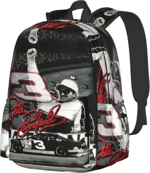 Dale Racer Earnhardt Backpack Casual Backpack Lightweight Travel Laptop Bag Classic Daypack for Men & Women, Black