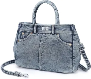 Dasein Trendy Denim Crossbody Bag Lightweight Satchel Shoulder Purse Handbag for Women w/Turn-Lock/Long Strap/Top Handle