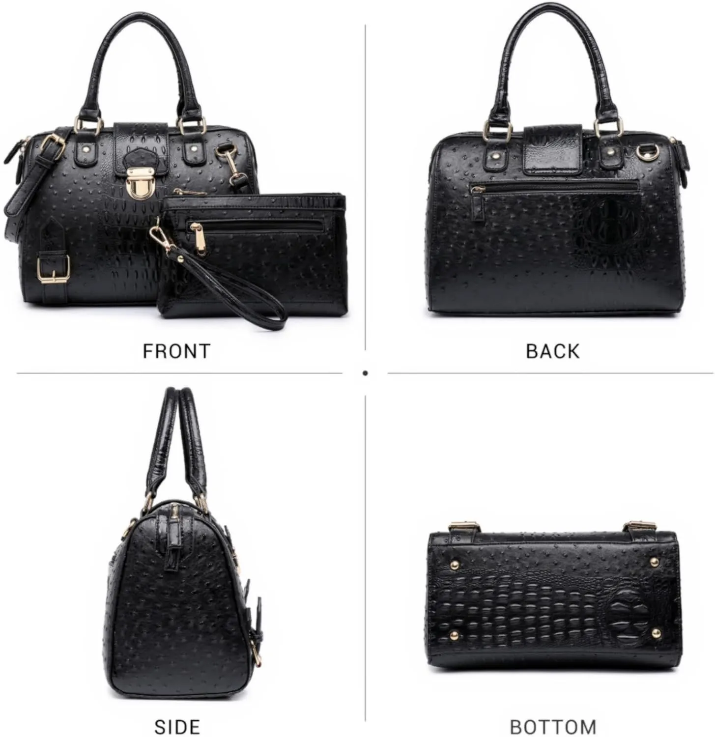 Dasein Women Barrel Handbags Fashion Satchel Bags Top Handle Shoulder Purses Vegan Leather Work Tote
