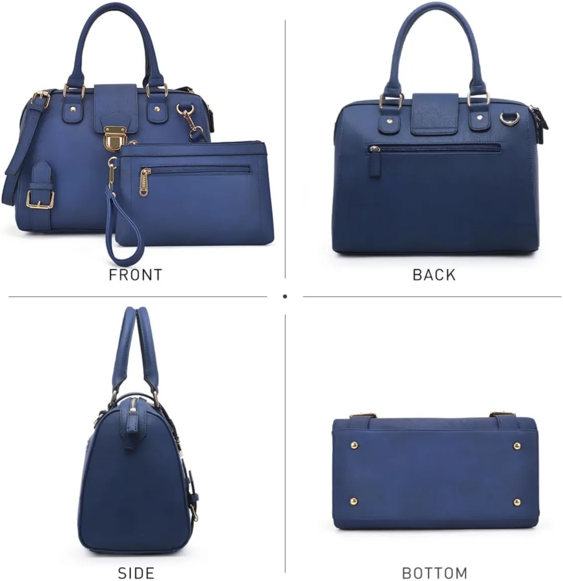 Dasein Women Barrel Handbags Fashion Satchel Bags Top Handle Shoulder Purses Vegan Leather Work Tote