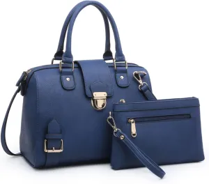 Dasein Women Barrel Handbags Fashion Satchel Bags Top Handle Shoulder Purses Vegan Leather Work Tote