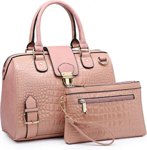 Dasein Women Barrel Handbags Fashion Satchel Bags Top Handle Shoulder Purses Vegan Leather Work Tote