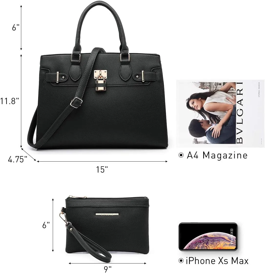 Dasein Women Handbags and Purses Ladies Shoulder Bag Top Handle Satchel Tote Work Bag with Matching Clutch