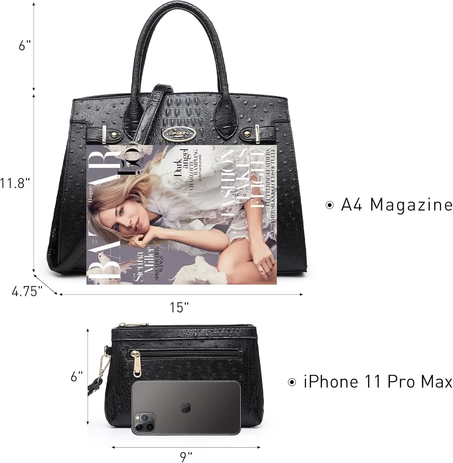 Dasein Women Handbags and Purses Ladies Shoulder Bag Top Handle Satchel Tote Work Bag with Matching Clutch