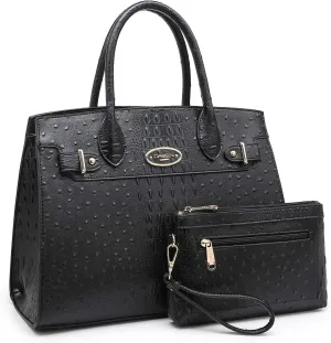 Dasein Women Handbags and Purses Ladies Shoulder Bag Top Handle Satchel Tote Work Bag with Matching Clutch