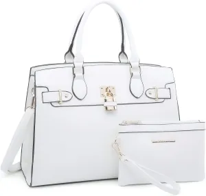 Dasein Women Handbags and Purses Ladies Shoulder Bag Top Handle Satchel Tote Work Bag with Matching Clutch