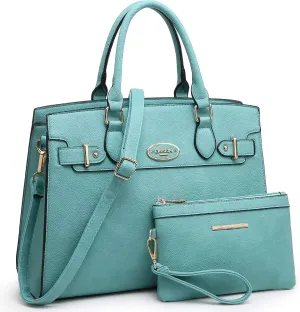 Dasein Women Handbags and Purses Ladies Shoulder Bag Top Handle Satchel Tote Work Bag with Matching Clutch