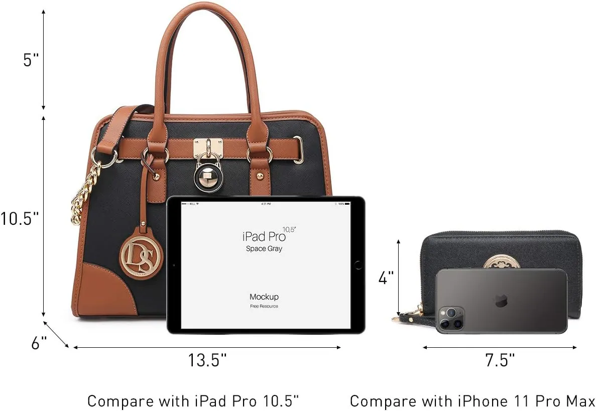 Dasein Women Handbags Top Handle Satchel Purse Shoulder Bag Hobo Bag Work Bag Set 2pcs