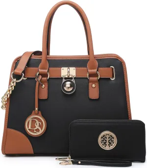 Dasein Women Handbags Top Handle Satchel Purse Shoulder Bag Hobo Bag Work Bag Set 2pcs