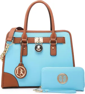 Dasein Women Handbags Top Handle Satchel Purse Shoulder Bag Hobo Bag Work Bag Set 2pcs