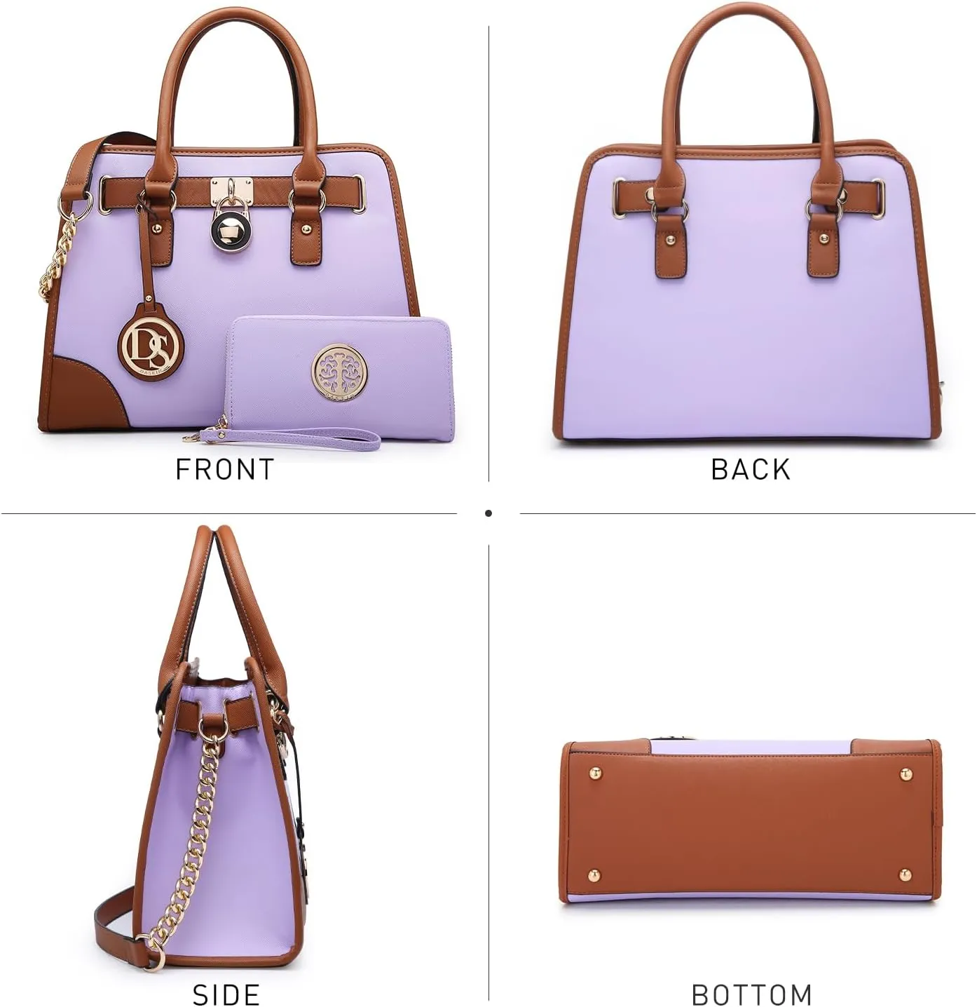 Dasein Women Handbags Top Handle Satchel Purse Shoulder Bag Hobo Bag Work Bag Set 2pcs