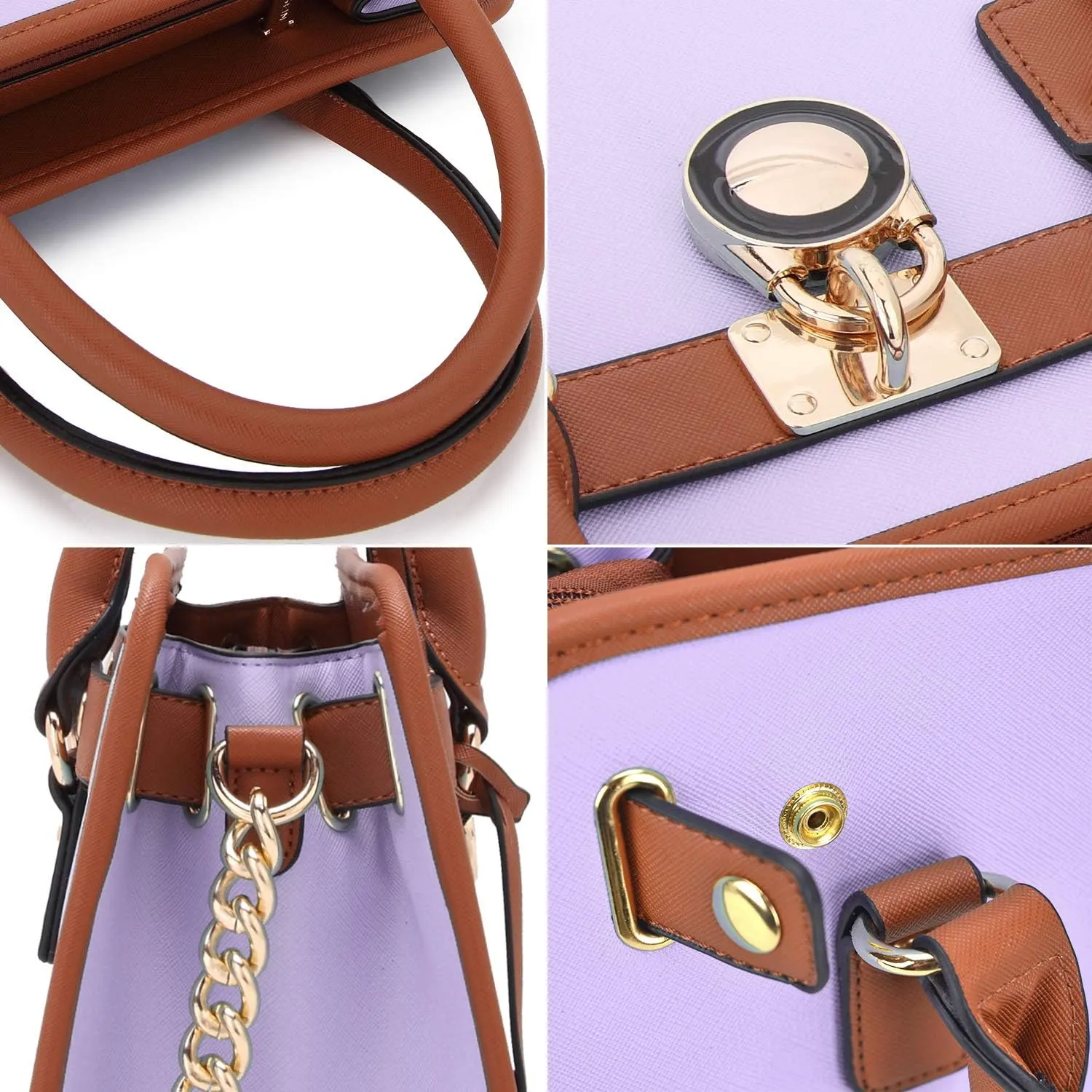 Dasein Women Handbags Top Handle Satchel Purse Shoulder Bag Hobo Bag Work Bag Set 2pcs