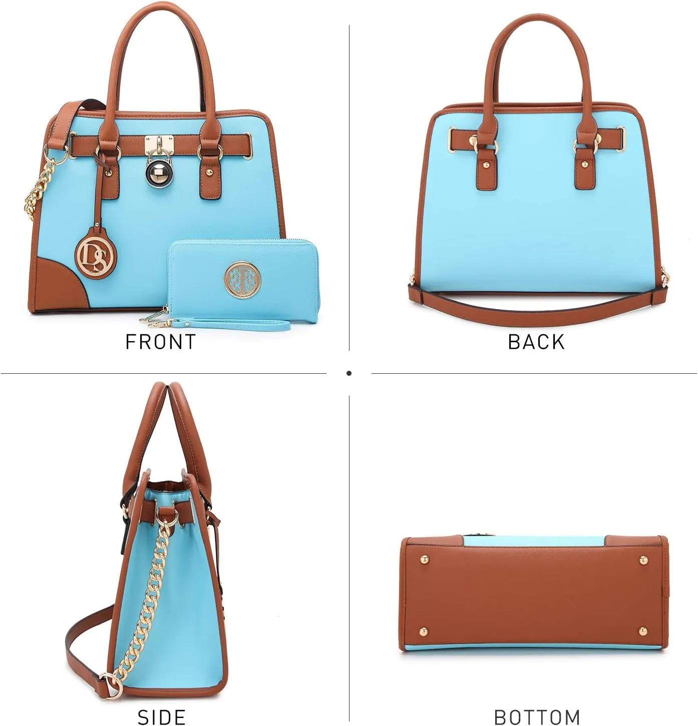 Dasein Women Handbags Top Handle Satchel Purse Shoulder Bag Hobo Bag Work Bag Set 2pcs