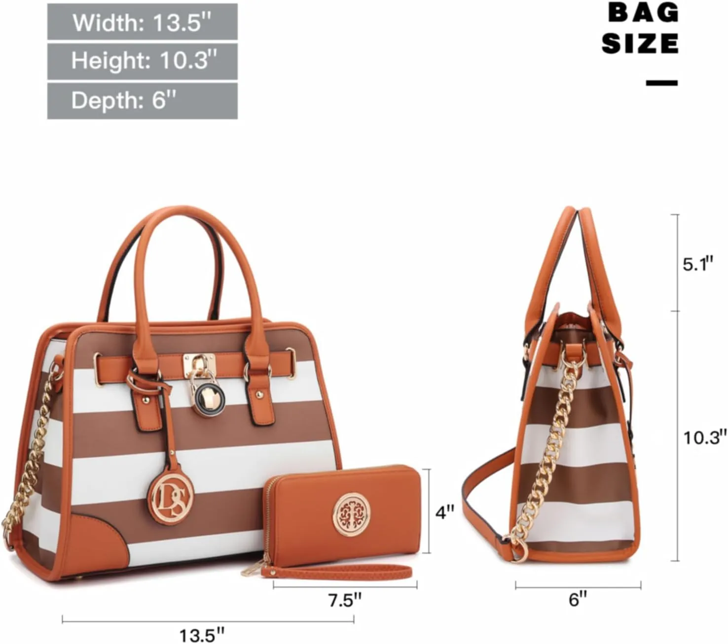 Dasein Women Handbags Top Handle Satchel Purse Shoulder Bag Hobo Bag Work Bag Set 2pcs