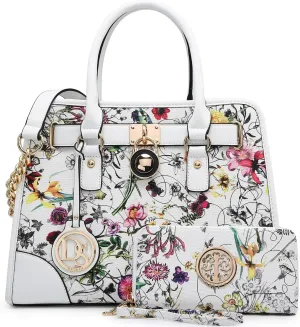 Dasein Women Handbags Top Handle Satchel Purse Shoulder Bag Hobo Bag Work Bag Set 2pcs