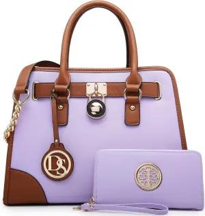 Dasein Women Handbags Top Handle Satchel Purse Shoulder Bag Hobo Bag Work Bag Set 2pcs