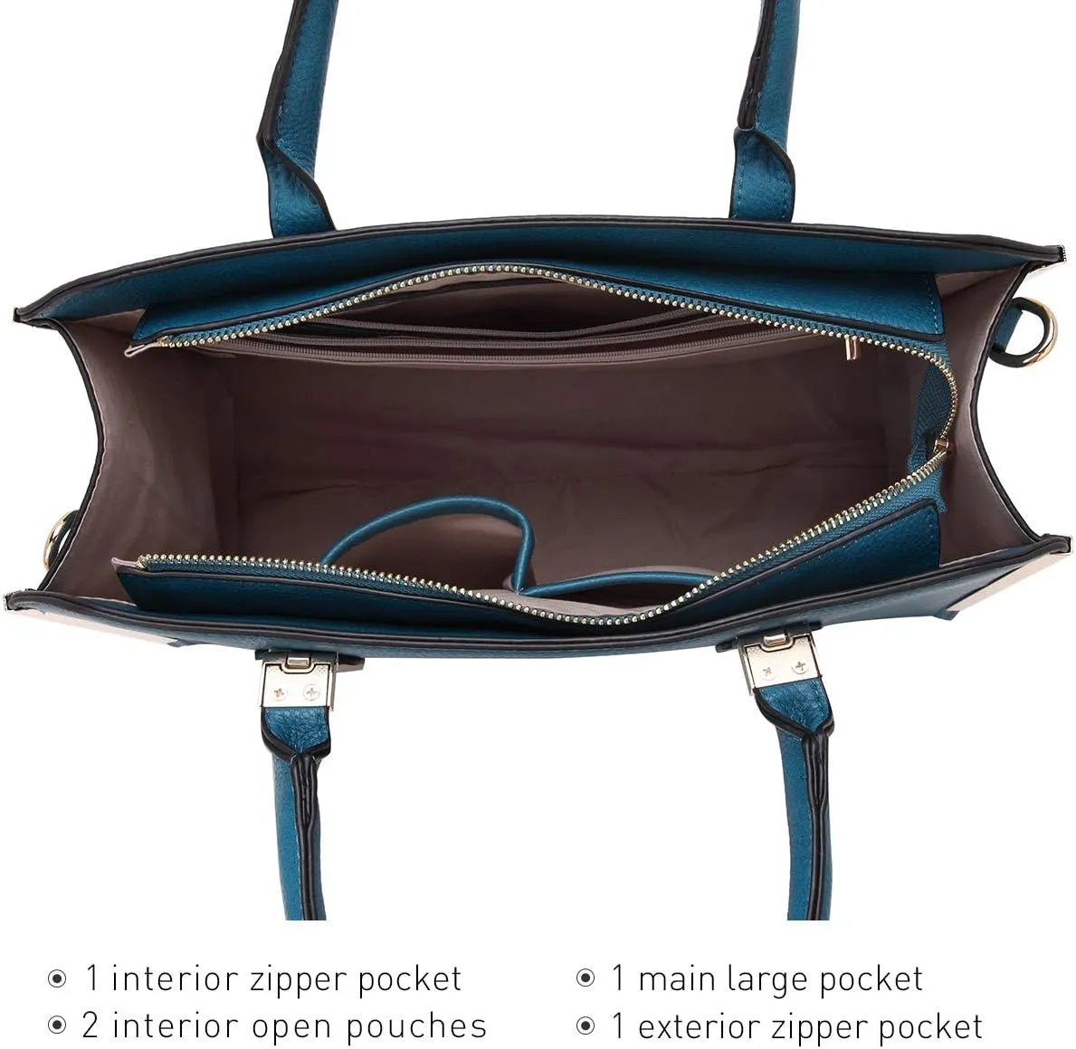 Dasein Women Large Handbag Purse Vegan Leather Satchel Work Bag Shoulder Tote with Matching Wallet