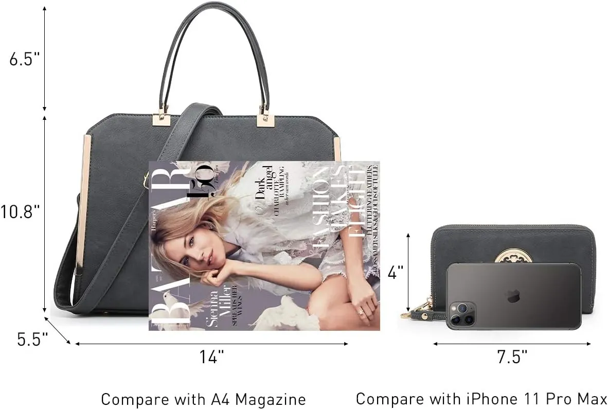 Dasein Women Purses and Handbags Top Handle Satchel Bags Large Shoulder Work Bag Tote with Wallet