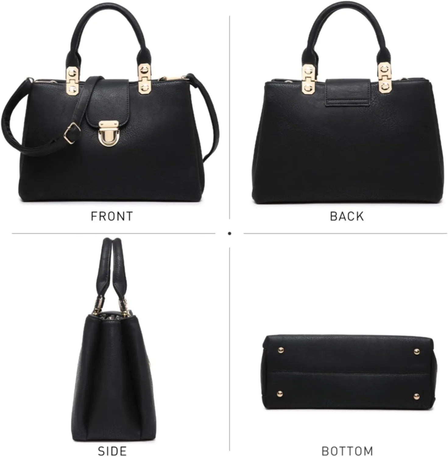 Dasein Women Satchel Handbags Top Handle Purse Medium Tote Bag Vegan Leather Shoulder Bag