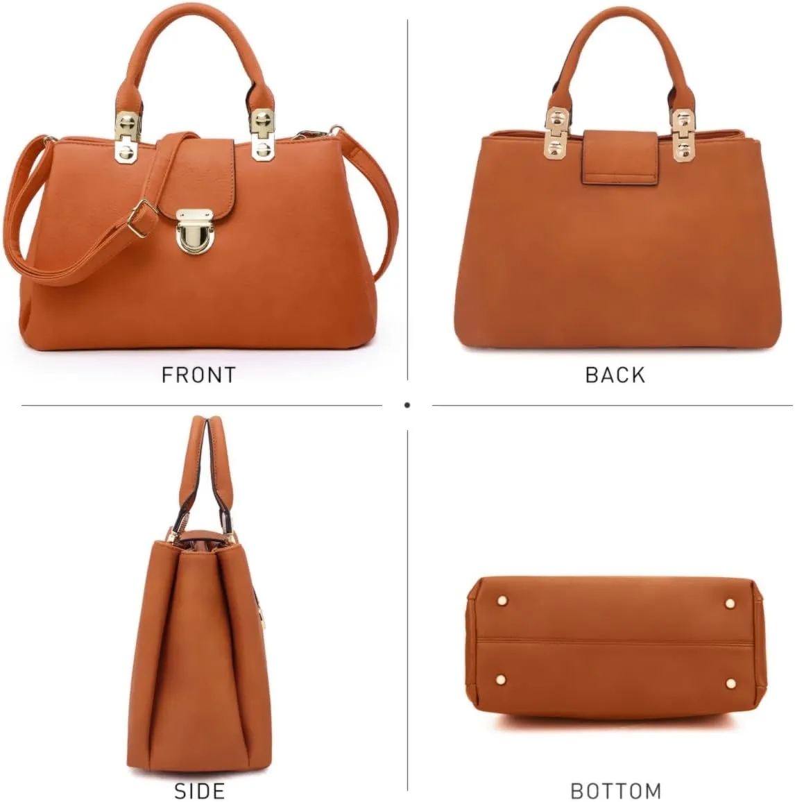 Dasein Women Satchel Handbags Top Handle Purse Medium Tote Bag Vegan Leather Shoulder Bag