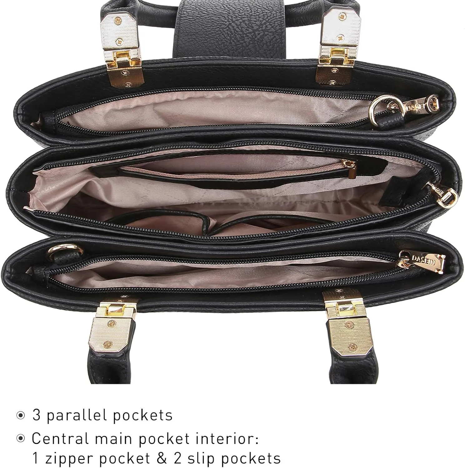 Dasein Women Satchel Handbags Top Handle Purse Medium Tote Bag Vegan Leather Shoulder Bag