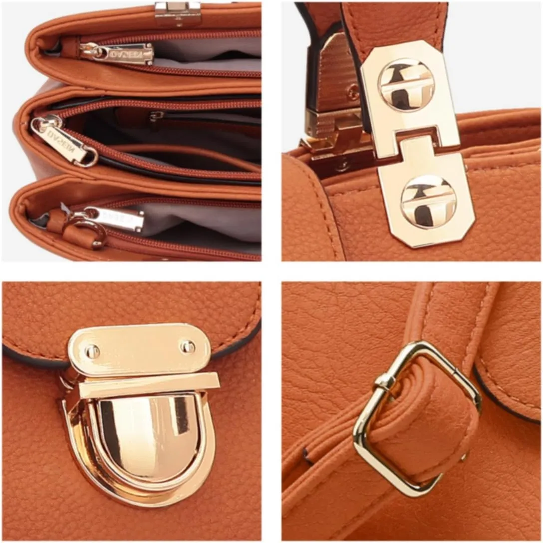 Dasein Women Satchel Handbags Top Handle Purse Medium Tote Bag Vegan Leather Shoulder Bag