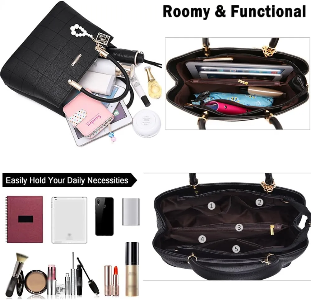 Dayfine Top Handle Bags Womens Handbags and Purses Faux Leather Satchel Bag Ladies Totes Shoulder Crossbody Bag Pearl Pendant