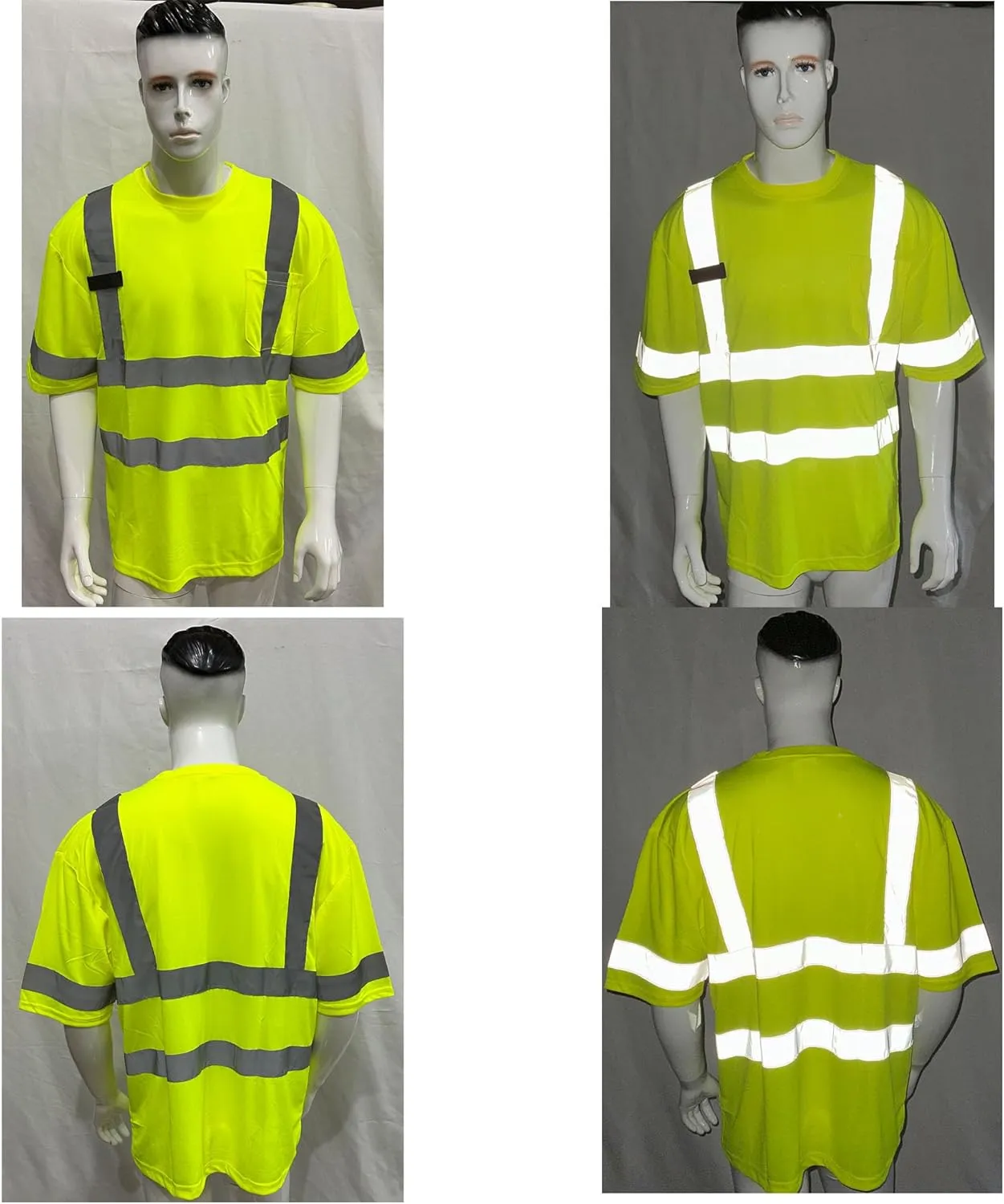 Dazonity Hi Vis T Shirt 3pcs, High Visibility Shirts for Men Women Work Safety Shirts with Reflective Strips and Pocket