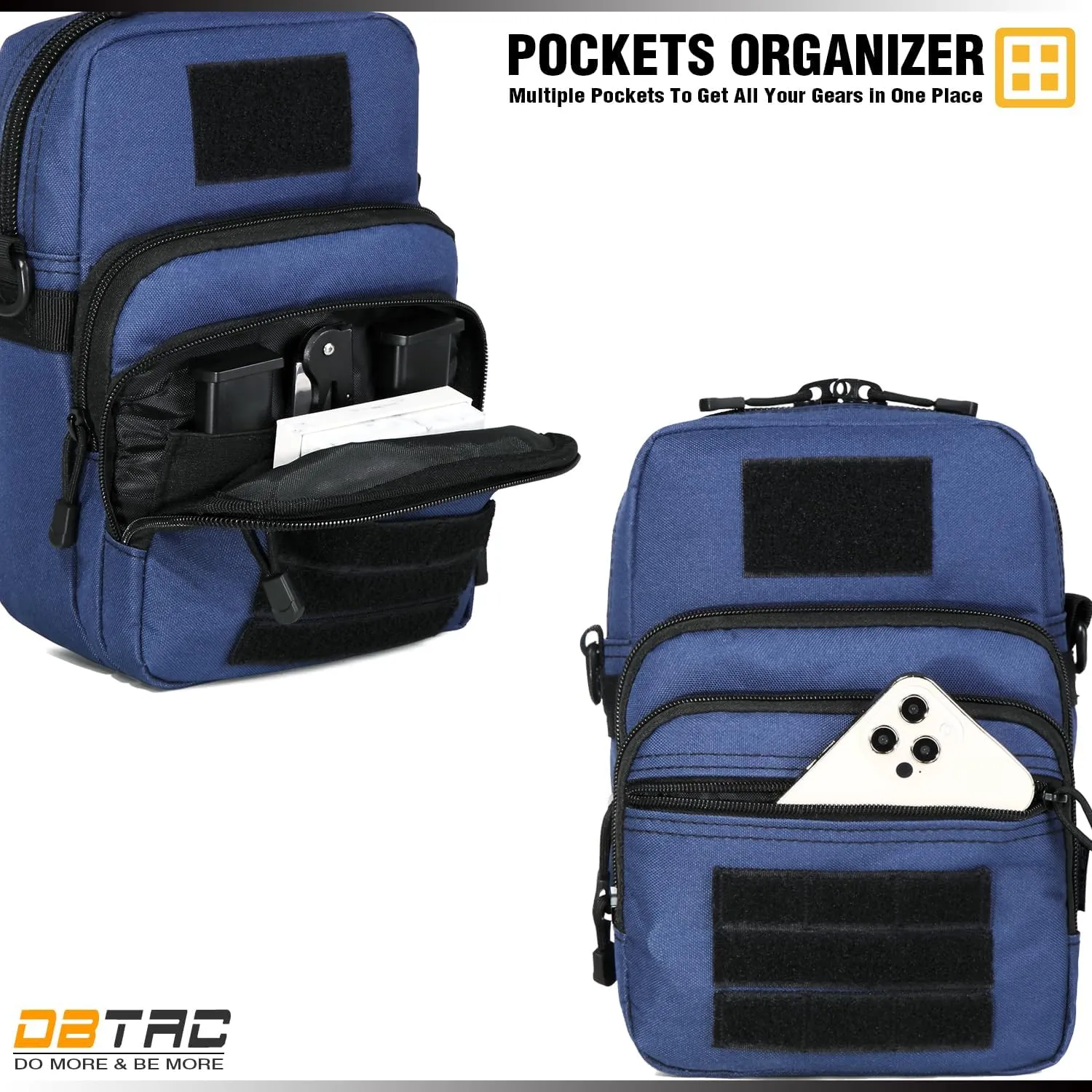 DBTAC Compact Gun Pouch w/Shoulder Strap | 3L CCW Crossbody Travel Bag Tactical Shoulder Bag w/Gun Holder, Urban Blue