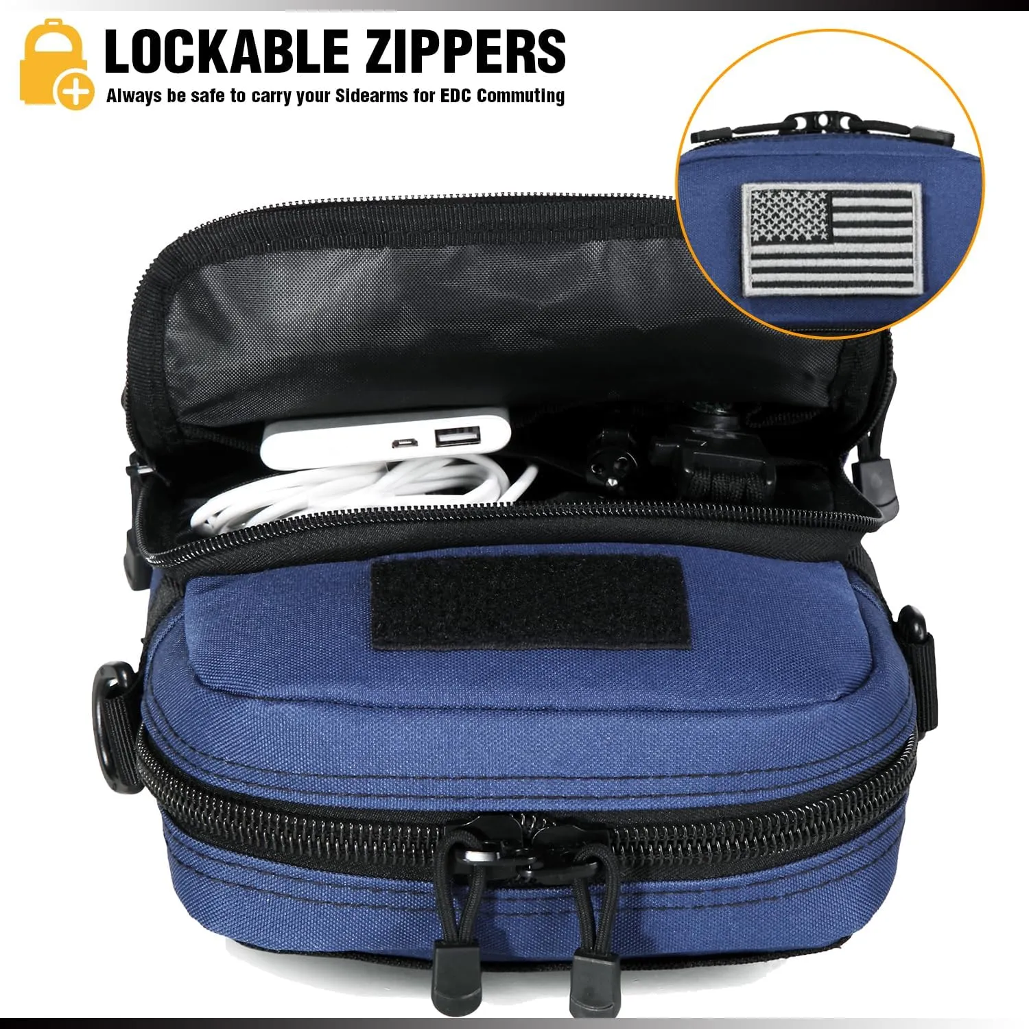 DBTAC Compact Gun Pouch w/Shoulder Strap | 3L CCW Crossbody Travel Bag Tactical Shoulder Bag w/Gun Holder, Urban Blue