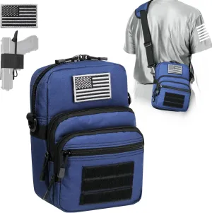 DBTAC Compact Gun Pouch w/Shoulder Strap | 3L CCW Crossbody Travel Bag Tactical Shoulder Bag w/Gun Holder, Urban Blue