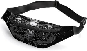 Death Moth Crossbody Fanny Pack Waist Packs Adjustable Shoulder Bags Sling Bag for Hiking Running Cycling