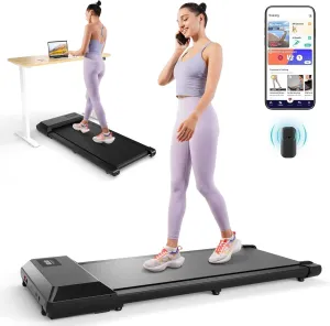 DeerRun Walking Pad 2 in 1 Under Desk Treadmill, 2.2HP Low Noise Walking Pad Running Jogging Machine with Remote Control for Home Office, Lightweight Portable Desk Treadmill Installation Free