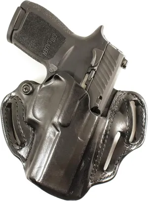DeSantis Speed Scabbard Holster - OWB Holster, Leather Pistol Holster, Compatible with SIG P320 & P250 COMPACT/CARRY, with or without ROMEO1 Reflex Sight - SIG P320 XCOMPACT - Right Hand Draw, Black