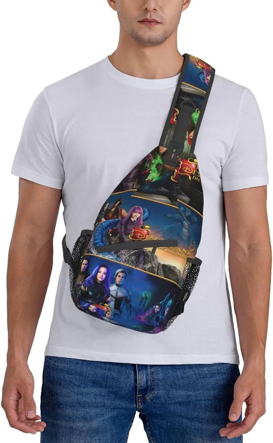 Desc-endants 3 Crossbody Bag Sling Shoulder Backpack, for Outdoor Travel,Sports,Camping,Hiking,Shoulder Bags