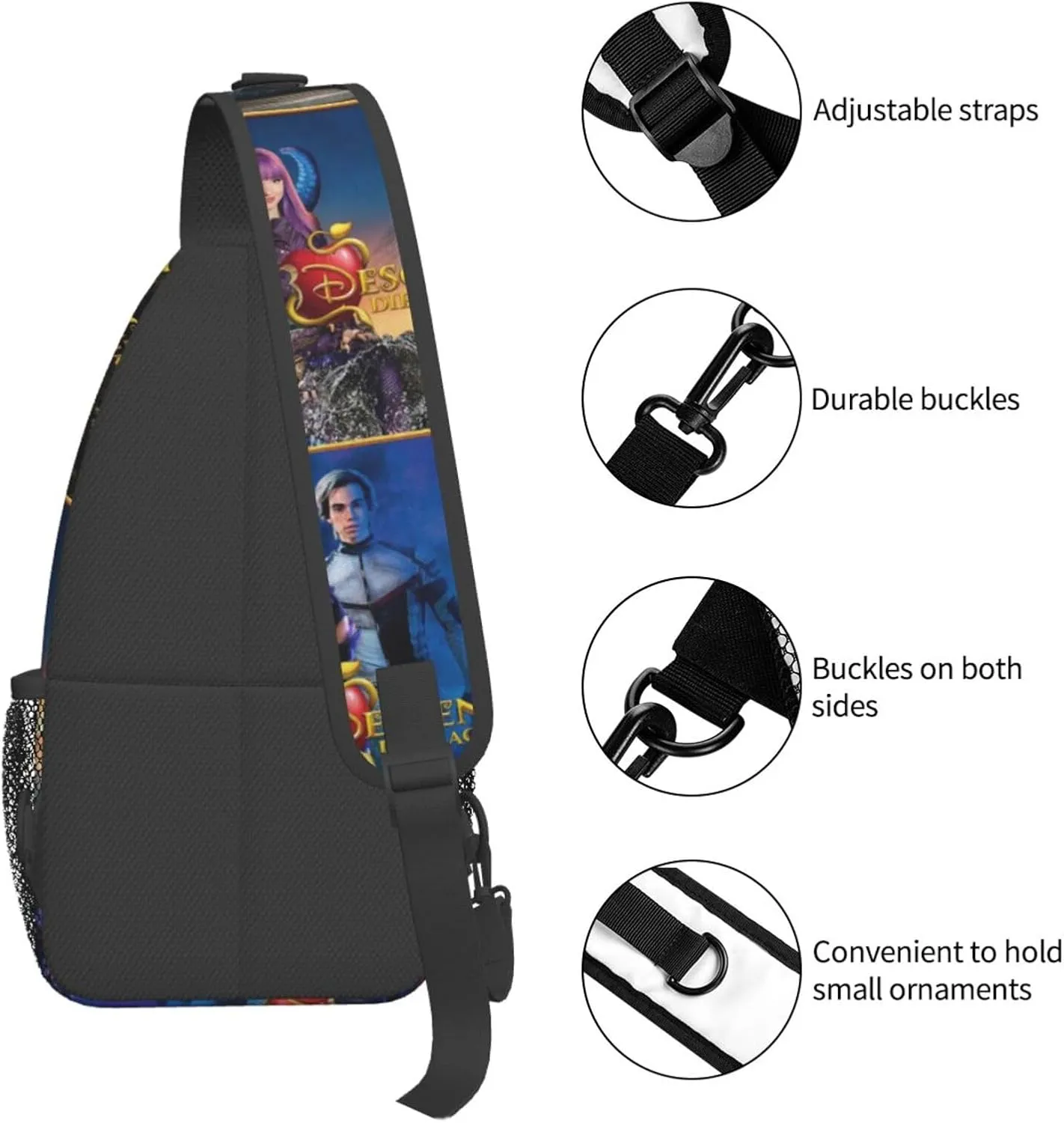 Desc-endants 3 Crossbody Bag Sling Shoulder Backpack, for Outdoor Travel,Sports,Camping,Hiking,Shoulder Bags