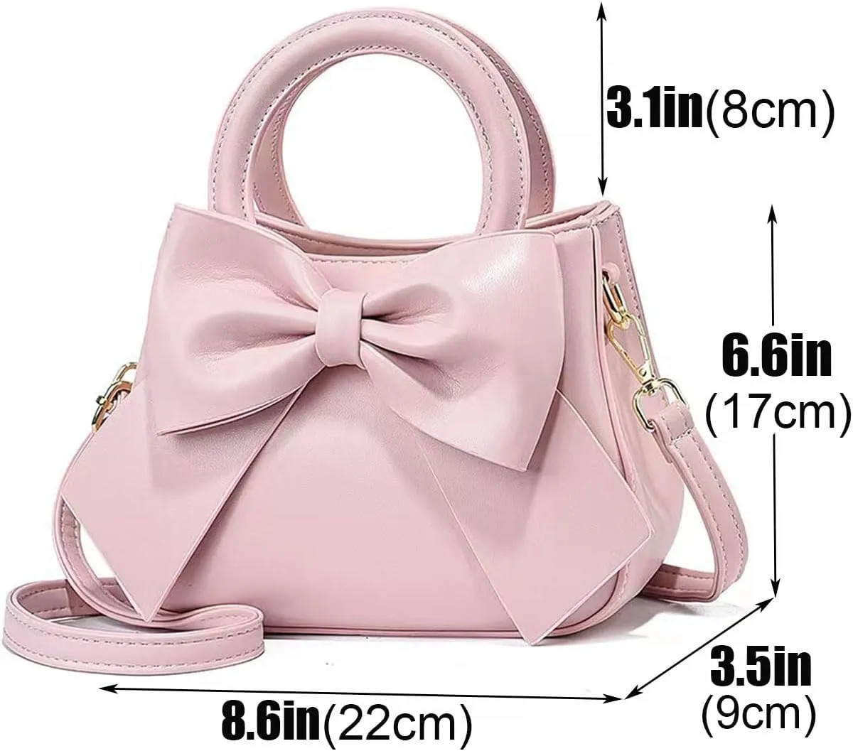 Designer Small Handbags for Women with Top Carry Handle and Cute Bow Knot,Leather Purses and Over-Shoulder Strap
