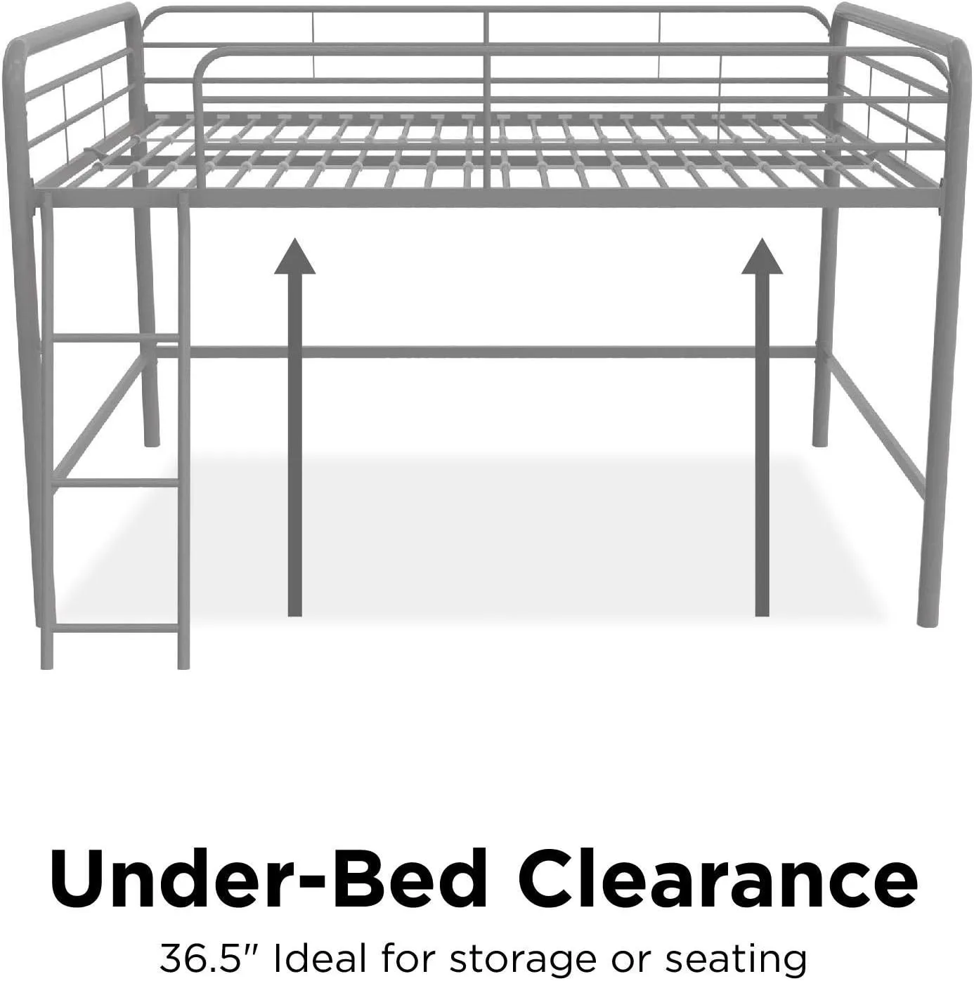 DHP Jett Junior Full Metal Loft Bed, Silver