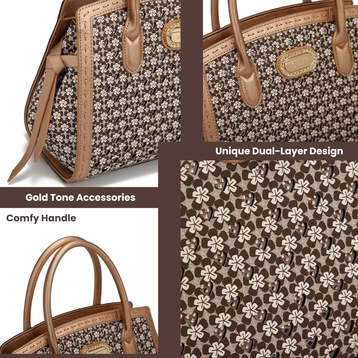 Diamond Marvel Rhinestone Top Handle Handbag Bling Open Heart Work Tote Bag with Shoulder Strap