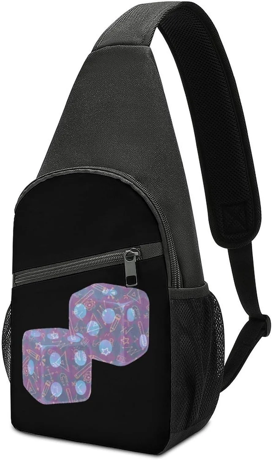 Dice Math Physics Chest Bag for Men Small Sling Backpack Crossbody Sling Bags for Outdoors Hiking Traveling