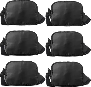 DISCOUNT PROMOS Everyday Belt Bags Set of 6, Bulk Pack - Compact, Hands-Free, Stylish, Perfect for Travel, Sports, Daily Use - Black